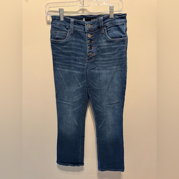 KUT NATALIE HIGH RISE BOOT CUT Button Fly Denim Jeans Size 4 - Picture 2 of 9